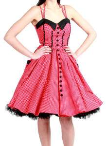 HELL BUNNY Peggy Sue ~ 50s Rockabilly Red Polka Dot Swing Dress 