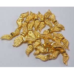  40 Angel Wings Bright Gold Coat Cast Pewter Metal Beads 1 