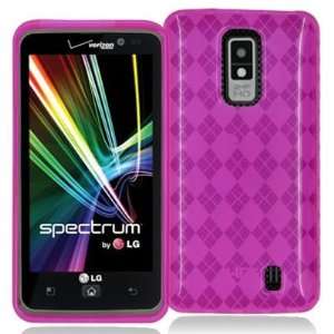 (TM) Brand   Hot Pink TPU Rubber Skin Case Cover New for LG Spectrum 