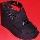  Womens CANDIES PERRIS Black Strappy Sandals Wedge/Platform Fashion 
