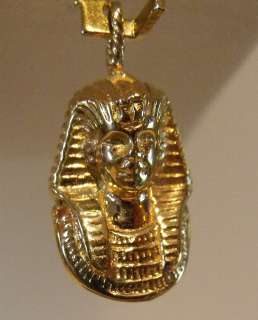 14K YELLOW GOLD 3D EGYPTIAN PHARAOH KING TUT CHARM PENDANT 3.1gr 