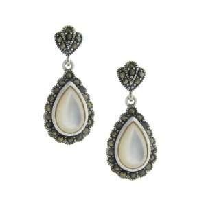  Sterling Silver Marcasite Genuine Mother of Pearl Rain 