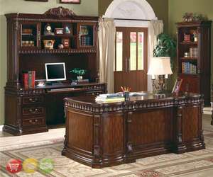Executive Desk Wood 4 Piece Office Carved Furniture New  