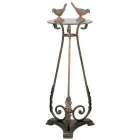  Mario Bronzed Plant Stand with Glass Top Patio, Lawn 