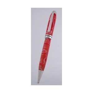  Euro Series Chrome Twist Pen in Red with White Swirl 