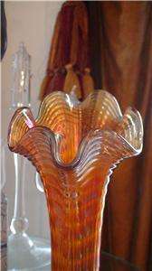   Imperial Ripple Radium Lustre Marigold Carnival Glass Vase RARE MINT