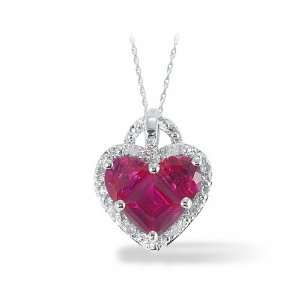    P4, Lab Created Ruby and Diamond Accent Heart Pendant Jewelry