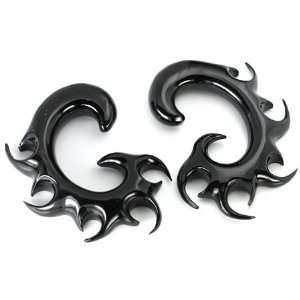 Dragon Fury Black Horn Spiral Earrings Body Jewelry   Price Per 2  00g 