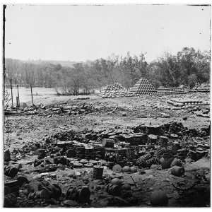 Richmond,Virginia. Stacked,scattered ammunition near the State Arsenal 