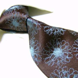 100% Silk Tie SW3120,mens Necktie Brown Floral  