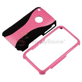 BABY PINK/BLACK 3 PIECE RUBBER HARD HYBRID CASE COVER for APPLE iPHONE 