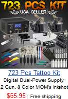   PRO Tattoo Kit Power Supply 2 Machine Gun 8 Color Inkshot 50 Needles