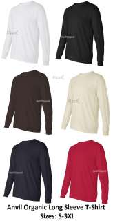 Organic Cotton Long Sleeve T Shirt Anvil 429 S 3XL NEW  