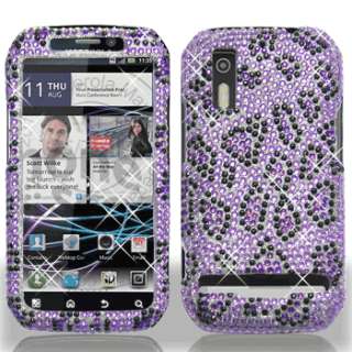   Leopard Crystal Diamond BLING Hard Case Phone Cover Motorola Electrify