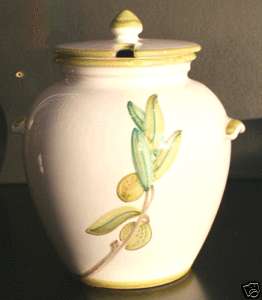 Mariposa White Ceramic Handmade Olive Jar with Branch  