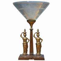 art deco torchiere table lamp brass and metal construction torchiere 
