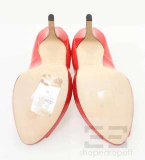 Christian Dior Red Orange Patent Leather Platform Peep Toe Heels Size 