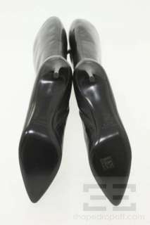 Helmut Lang Black Leather Pointed Toe Heeled Knee High Boots Size 39.5 
