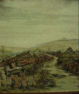 Stunning Watercolor Painting Vimy Ridge Battlefield WW1 Canadian 
