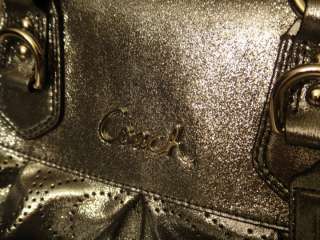   Ashley Perforated Leather Handbag Purse Silver Metallic Madison  
