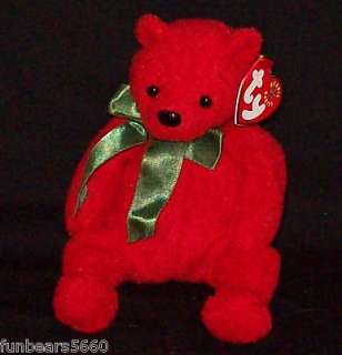 TY Beanie Baby MISTLETOE Red Holiday Bear 7 MWMT  