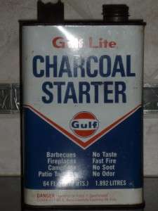 Orig Gulf Lite Charcoal Starter Empty 64oz Oil Can, dated C120E Y 