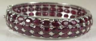 HiEnd 45.00ctw Genuine Thailand Ruby Sterling Silver Bracelet 30.2g 6 