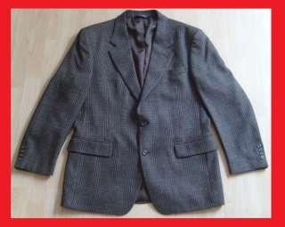   42R JOS A BANK Plaid Wool Sport Coat Blazer Black Gray Tan Gold Brown