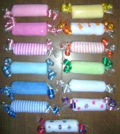 WASHCLOTH CANDY ROLL ~ BABYSHOWER FAVOR ~ DIAPER CAKES  