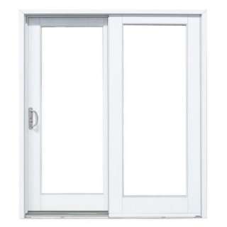   in. Composite White Left Hand Sliding Patio Door with Smooth Interior