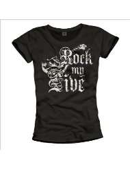 Vintage Rock Band T Shirt für Damen ROCK MY LIVE GUITAR schwarz 
