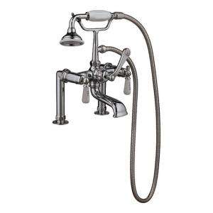   Tub Rim Mounted Faucet with Elephant Spout and Hand Shower in Polished