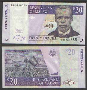 MALAWI 2007 20 Kwacha Currency Cat # P52d UNCIRCULATED  