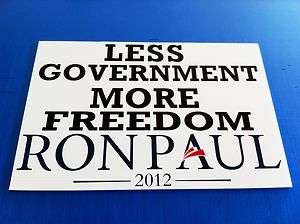 Ron Paul Less Government More Freedom yard pole sign sticker Liberty 