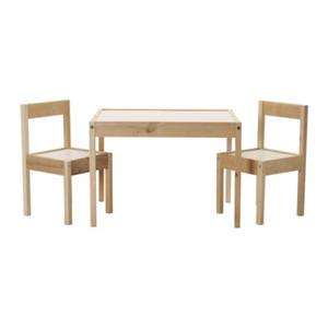 IKEA CHILDRENS TABLE AND 2 CHAIR SET WHITE PINE NEW  
