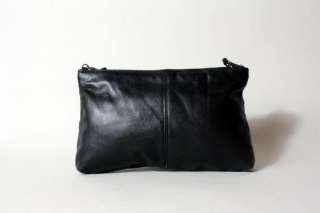 Vtg 90s AMAZING Black Soft Leather Con Clutch Bag Purse  