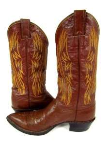 womens dark brown JUSTIN COWBOY WESTERN BOOTS embroidered leather 9 B 