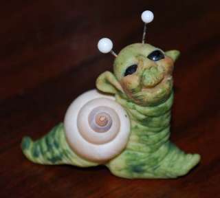   Hand Sculpted Polymer Clay Snail for Fairies or Fairy Garden  