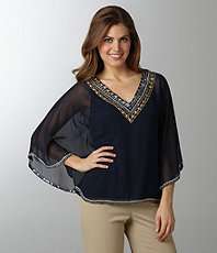 Adrianna Papell Woman Beaded Poncho Top $140.00