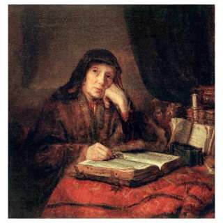 Kunstreproduktion Abraham van Dyck Alte Frau mit Buch 80 x 83 