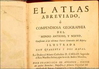 1709   World Atlas Book. 42 Colored Maps. Spanish. 3rd  