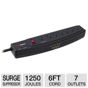 CyberPower 750 Surge Suppressor   7 Outlet, 1250 Joules, RJ 11, 6 