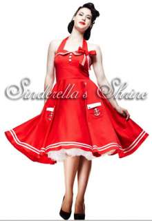HELL BUNNY Red ~MoTLeY~ 50s Pin Up Sailor Party Dress 6 22 XS 4XL 