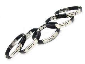 5PCS WHOLESALE mens sliver cross Bangle Stainless Steel charm Bracelet 