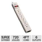 Tripp Lite TLP604TEL Protect It Surge Suppressor   6 Outlet, 4ft Cord 