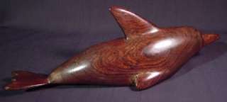 Hand Carved Heavy Wooden Dolphin Sculpture  