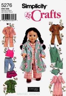   Pattern 5276 18 DOLL CLOTHES AMERICAN GIRL nightgown robe pants tops