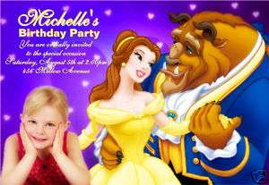 Personalized Disney Belle Photo Birthday Invitation  