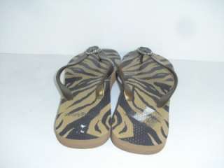 Brighton 7 8 M Zebra Gold Blac Flip Flop Thong Sandal Womens Shoes 