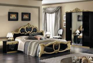 Das Schlafzimmer Barocco ist auch in der Farbe Schwarz Gold lieferbar